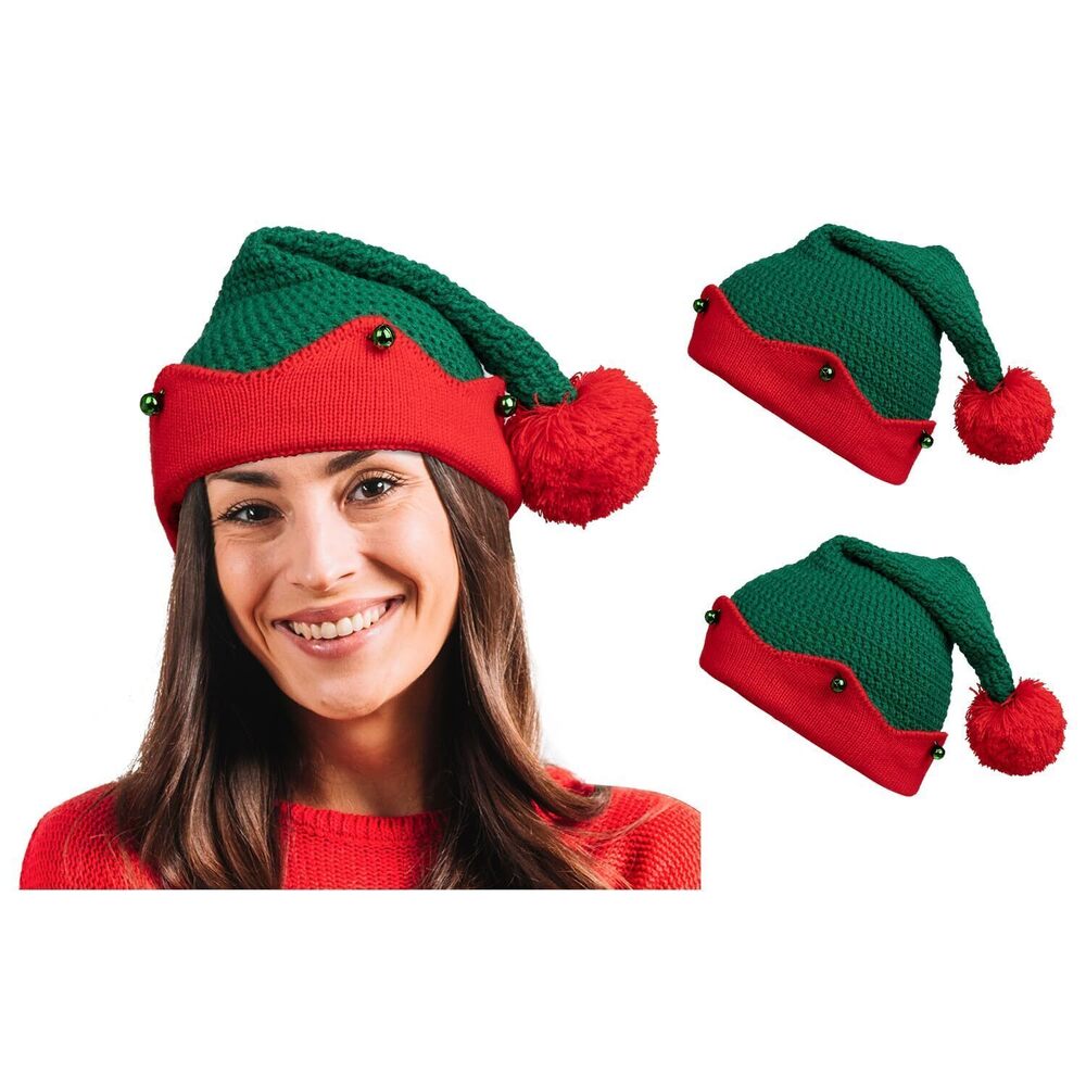 8379 Red Santa Hat Christmas Hats Jingle Bells Xmas Party Beanie Elf Hat
